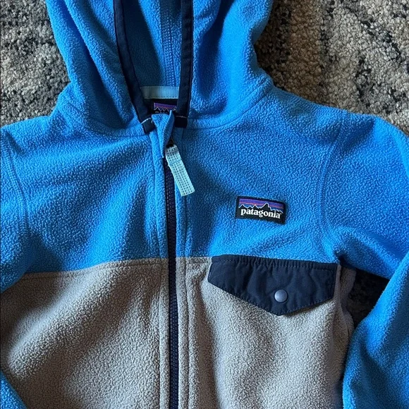 Patagonia Kids Blue and Gray Fleece Zip-up Hoodie - Picture 2 of 5